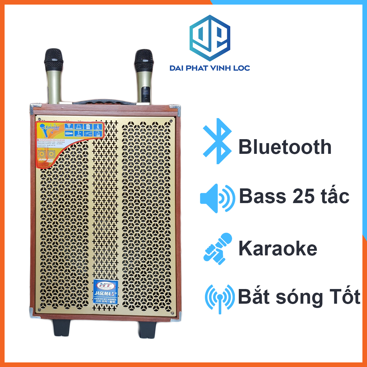 Loa Kéo Karaoke Giá Rẻ | Loa Kéo Jagumax K-S252 | Loa Kéo Bluetooth Đọc Được Usb Thẻ Nhớ Công Suất 200W Tay Kéo Vân Gỗ Tặng Kèm 2 Mic Bluetooth | Điện Máy Đại Phát Vĩnh Lộc J110