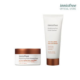 Set kem dưỡng và sữa rửa mặt sáng da quýt Hallabong innisfree Brightening Pore Priming Cream & Foam combo