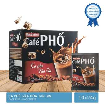 Hôp 10 Gói Cà Phê Sữa Hòa Tan 3in1 Café Phố 24g/gói