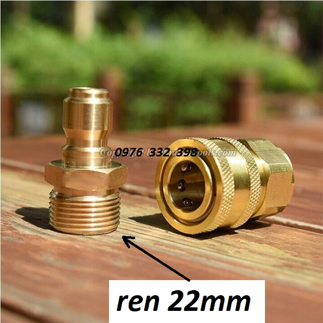 Khớp nối nhanh đầu nước ra máy xịt rửa áp lực cao, tháo lắp dây phun xịt rửa vô cùng nhanh, phụ kiện nối nhanh máy rửa xe áp lực cao, khớp nối bằng đồng, ren chuẩn, phù hợp với đa số máy phun xịt rửa, máy rửa xe áp lực cao, máy rửa xe gia đình
