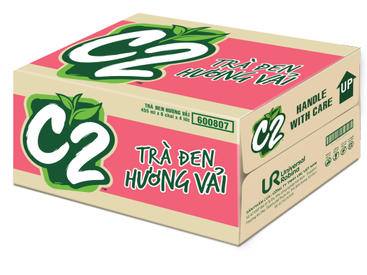 Thùng 24 Chai Hồng trà C2 Vị Vải 455ml