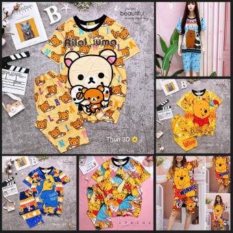 (40-62kg) Đồ bộ lửng thun lạnh in 3D. Đồ bộ thun lạnh lửng in 3D. Đồ bộ thun lạnh hoạt hình. Đồ bộ lửng hoạt hình thun lạnh. Đồ bộ lửng in 3D. Đồ bộ in 3D lửng. pooh-mickey-donald-minnie-cony brown-snoopy peanuts