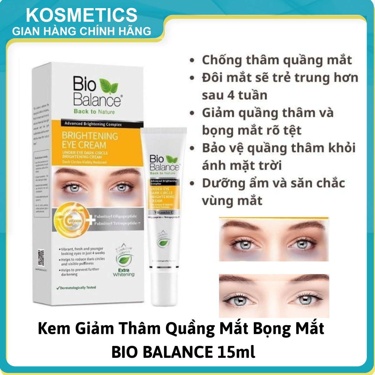 Kem giảm thâm quầng mắt bọng mắt bio balance 15ml