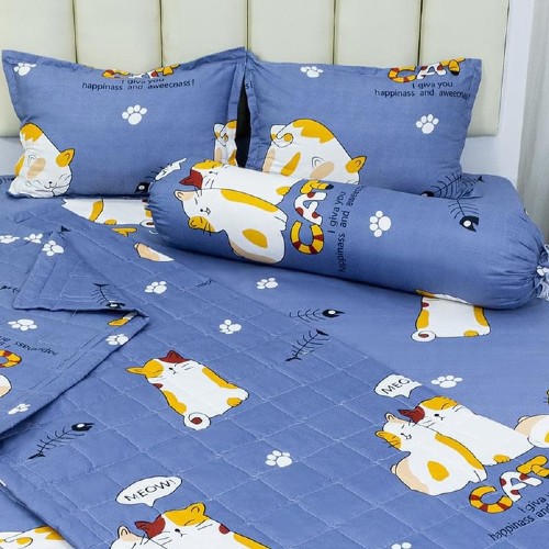 Combo 2 vỏ gối nằm kich thước 45 x 65 cm có khóa kéo mẫu mèo đôi