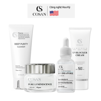 Bộ 4 sản phẩm dưỡng trắng, chăm sóc da chuyên sâu Cosan