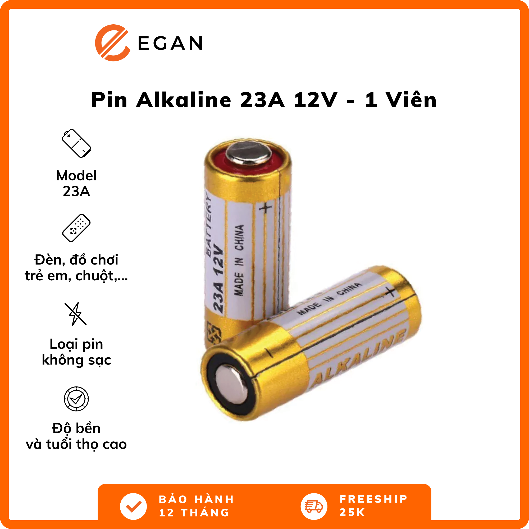 Pin Alkaline 23A 12V