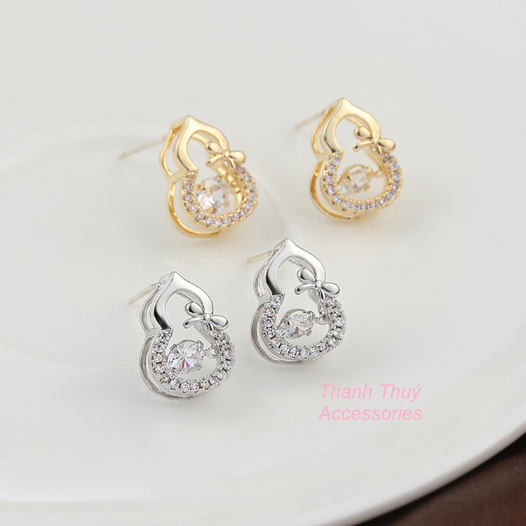 Bông tai nữ hồ lô vàng bạc phong cách Hàn Quốc dễ thương