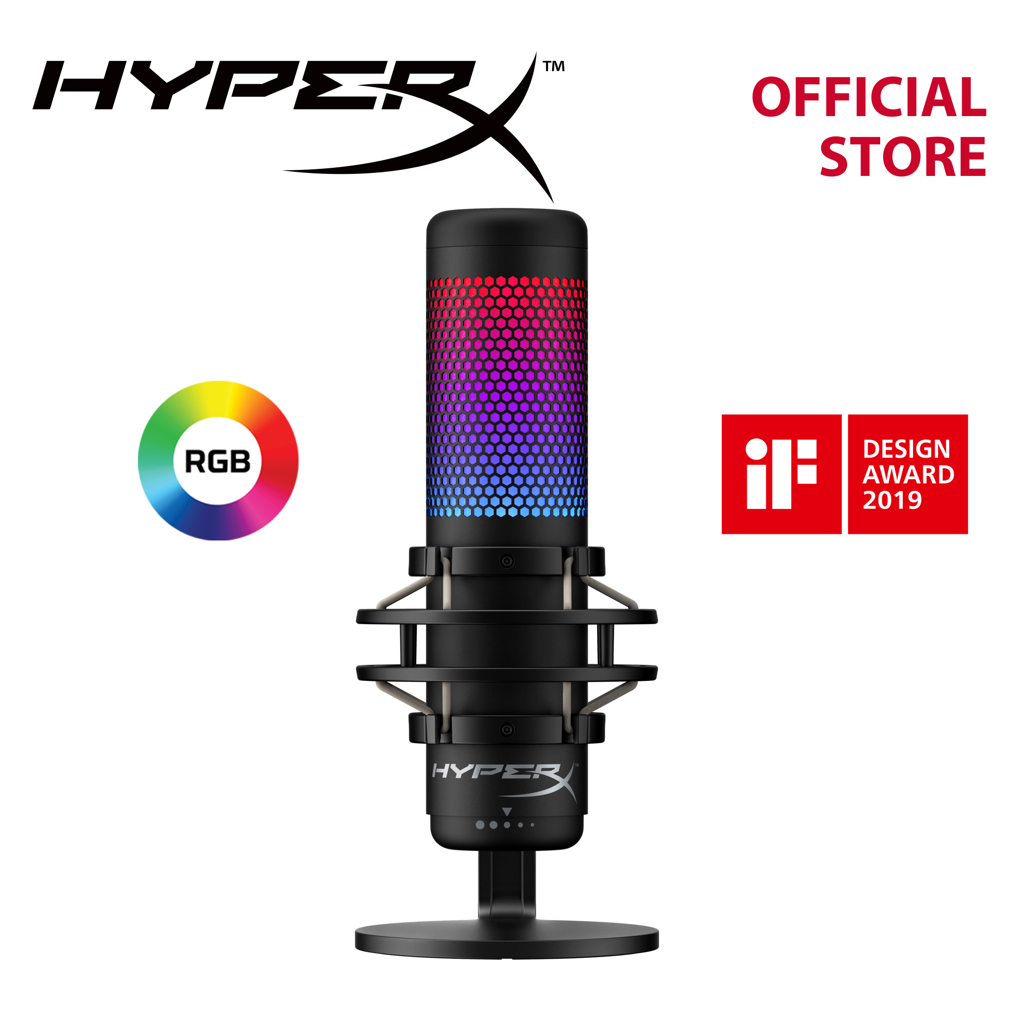 HyperX QuadCast USB Condenser Microphone HX-MICQC-BK - 4P5P6AA