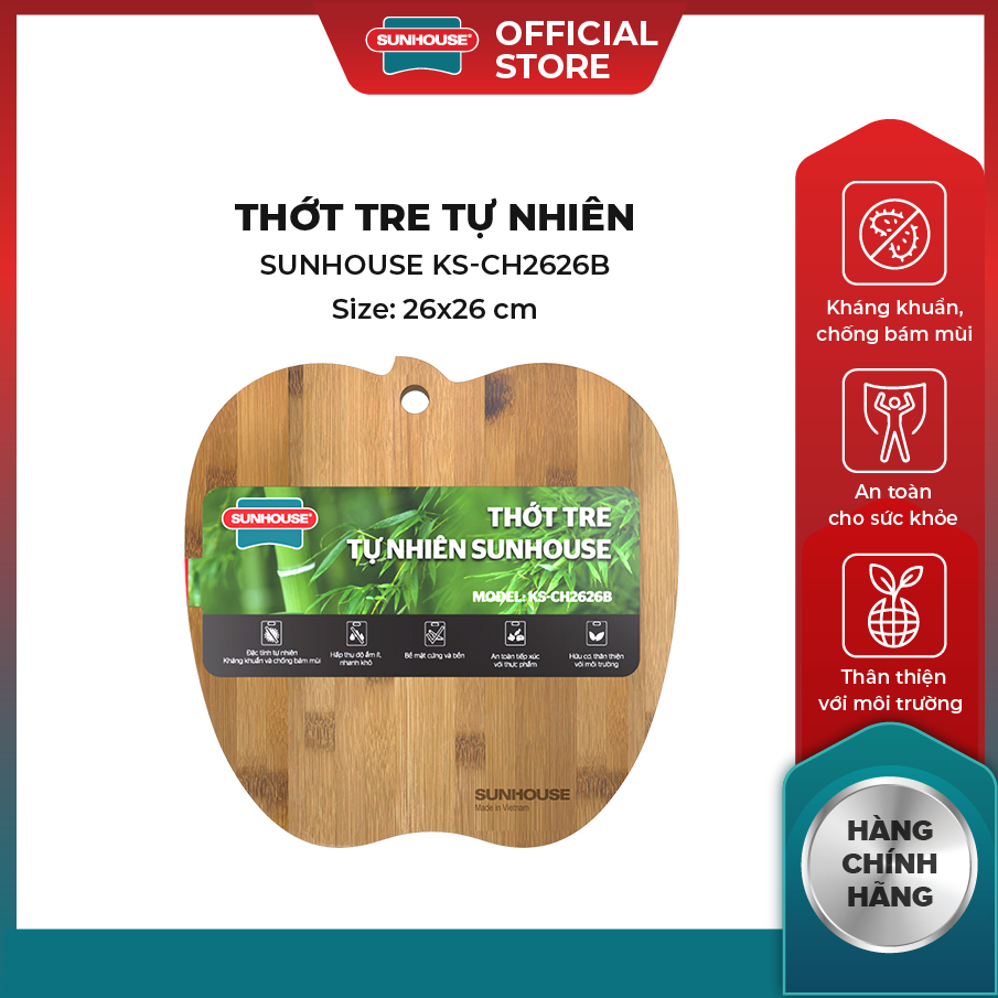 Thớt tre tự nhiên sunhouse ks-ch2626b
