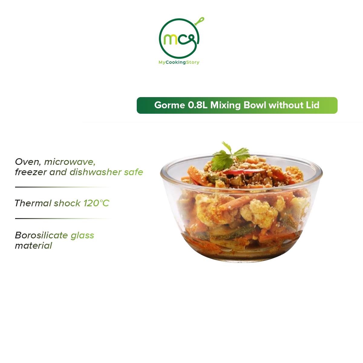 Gambar My Cooking Story   Gorme 0.8L Mixing Bowl with Lid   without Lid