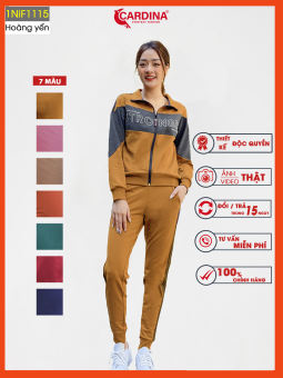Bộ Nỉ Nữ CARDINA Chất Cotton Da Cá Cao Cấp Khóa Kéo Phối Màu Trẻ Trung Năng Động 1NiF11