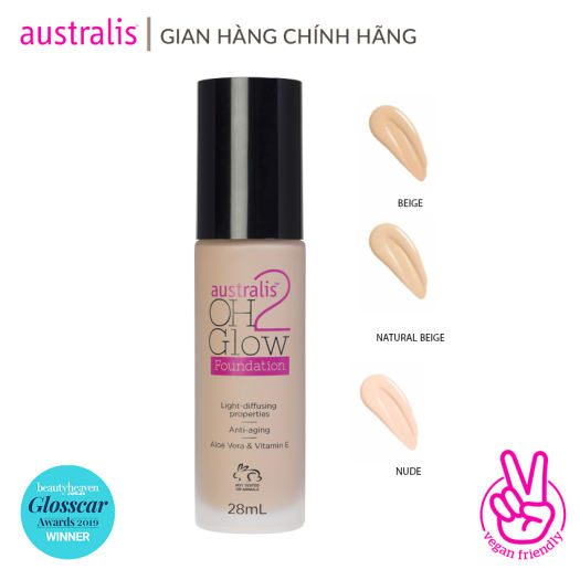 Kem Nền Mịn Nhẹ Che Phủ Cao Australis Oh 2 Glow Light Diffusing Foundation 28ml-Hàng Úc Chính Hãng