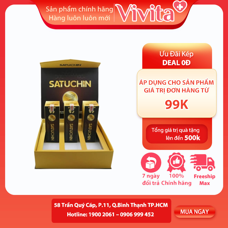 Viên sủi Satuchin - Hỗ trợ nhuận tràng, giảm sa búi trĩ - Hộp 30 viên