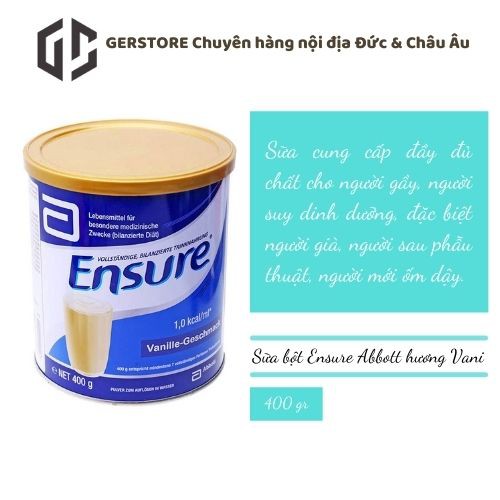 Sữa bột ensure abbott hộp 400g hương vani nội địa đức