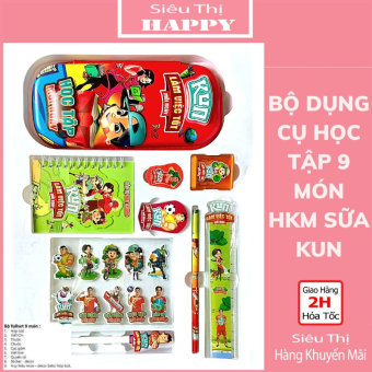 Bộ dụng cụ học tập Kun 9 món - HKM sữa Kun