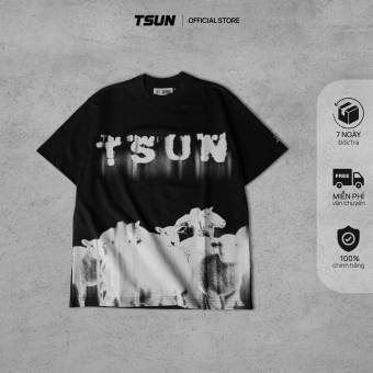 Áo Thun TSUN Sanding Sheeps - V2 - [UNISEX] - Đen - In - Thêu Tay Áo