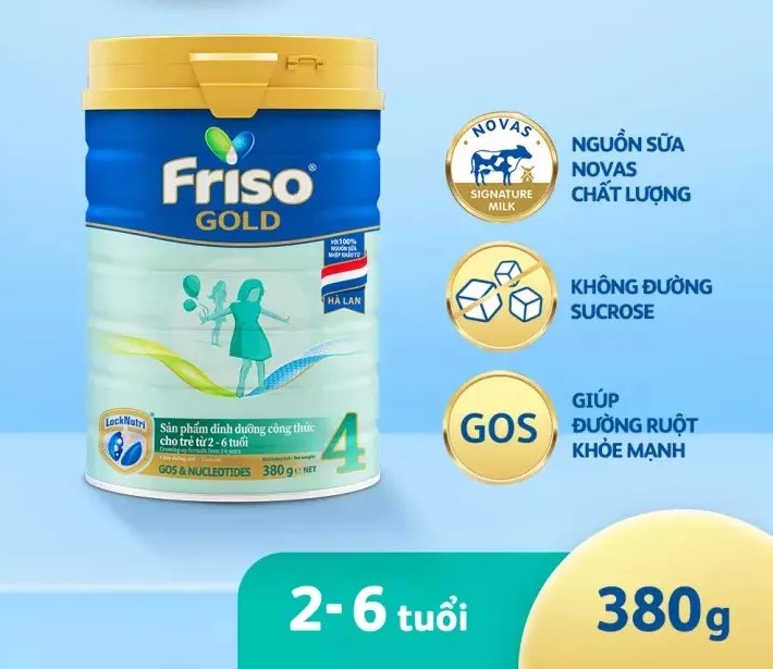 Sữa bột friso gold 4 loại lon thiếc 380g - cho trẻ từ 2-6 tuổi date 2023