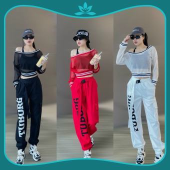 Bộ tập nhảy Hiphop Zumba 3 món áo lưới quần Tuborg túi hộp, đồ tập gym đồng phục đội nhóm, cổ vũ
