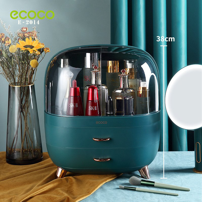 Tủ đựng mỹ phẩm Ecoco chống bụi, nhiều ngăn, nắp mở 90 độ sang trọng cao cấp E2014
