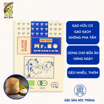 Gạo Hữu Cơ ST Lúa Tôm Cao Cấp MR.Bo Hộp 1,5kg