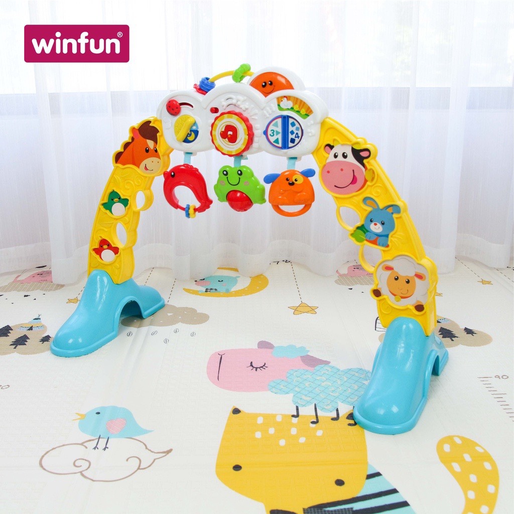 Kệ chữ A cho bé sơ sinh kiêm đồ chơi treo nôi cho bé 3 in 1 hình động vật Winfun 0853 - Kệ chữ A phát nhạc cho bé hàng chính hãng bảo hành 12 tháng