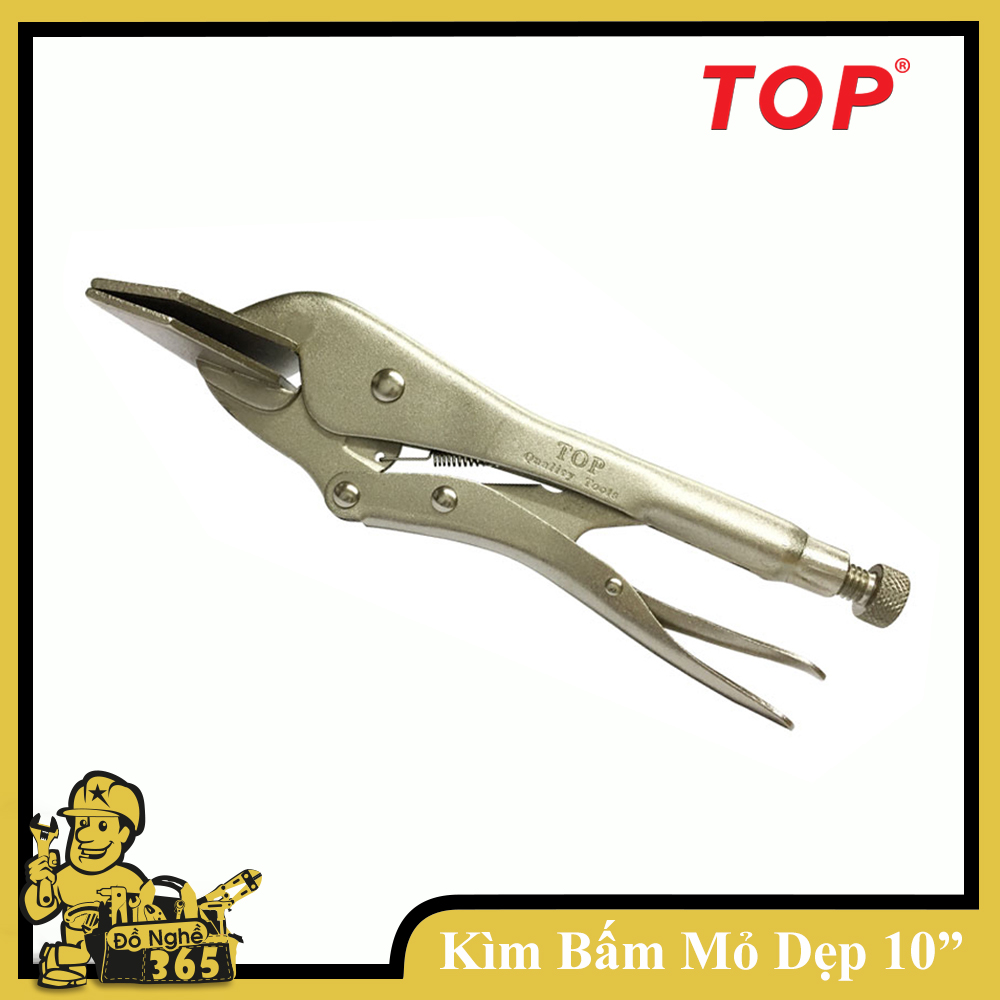 Kìm bấm miệng dẹp 10" Top - Được chế tạo bằng thép CR-V Công dụng: kẹp, giữ cố đinh, uốn cạnh, bẻ góc
