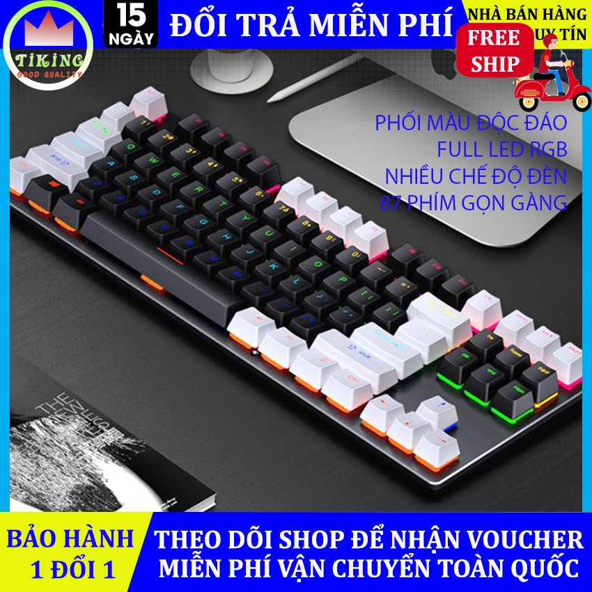 Bàn phím cơ K550 Blue Switch 87 phím tiêu chuẩn, bàn phím cơ gaming RGB phù hợp với chơi game và làm việc , bàn phím cơ dùng cho PC, laptop, bàn phím chất lượng cao