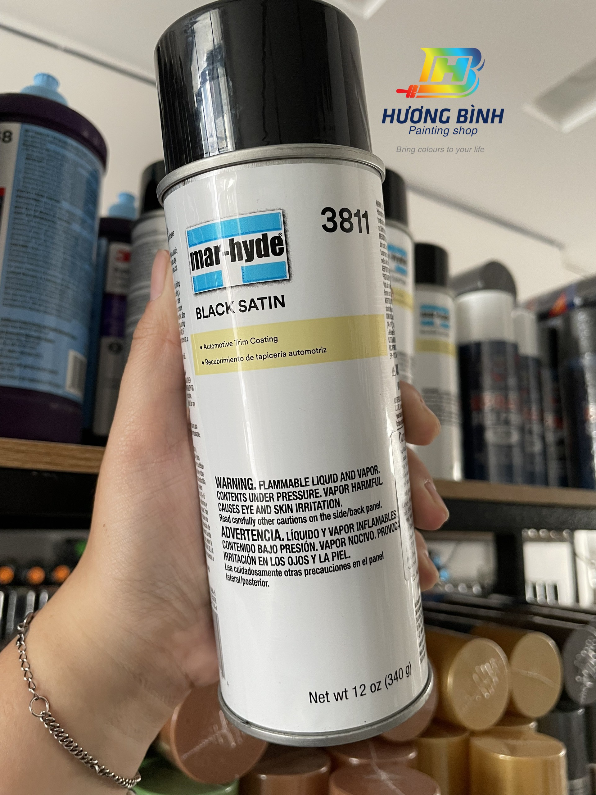 3m 3811 mar-hyde black satin - sơn xịt phục hồi làm mới nhựa, kim loại