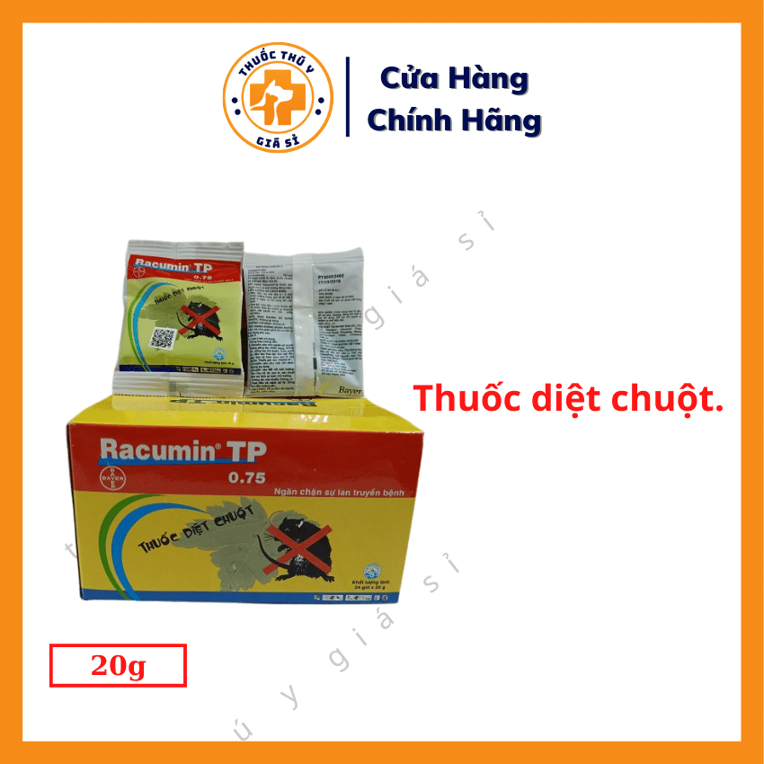 "Hoàn tiền đến 10%" Racumin TP 20g - Thuốc Diệt Chuột, Không Nhát Mồi, Dễ Sử Dụng, Ít Độc Cho Gia Cầm Và Vật Nuôi - Thú Y Giá Sỉ