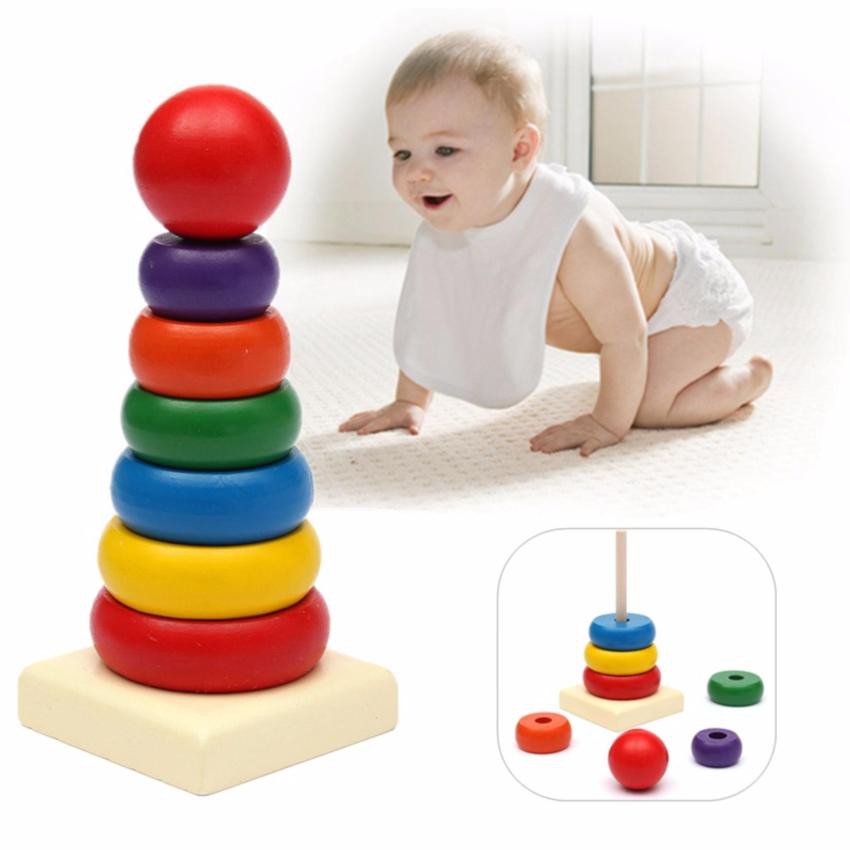 Đồ chơi giáo dục sớm cho bé tháp xếp chồng 7 màu Alohalove Baby AB14