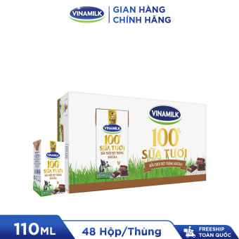 2 Thùng sữa tươi Vinamilk 100% socola 110ml 48 hộp/thùng