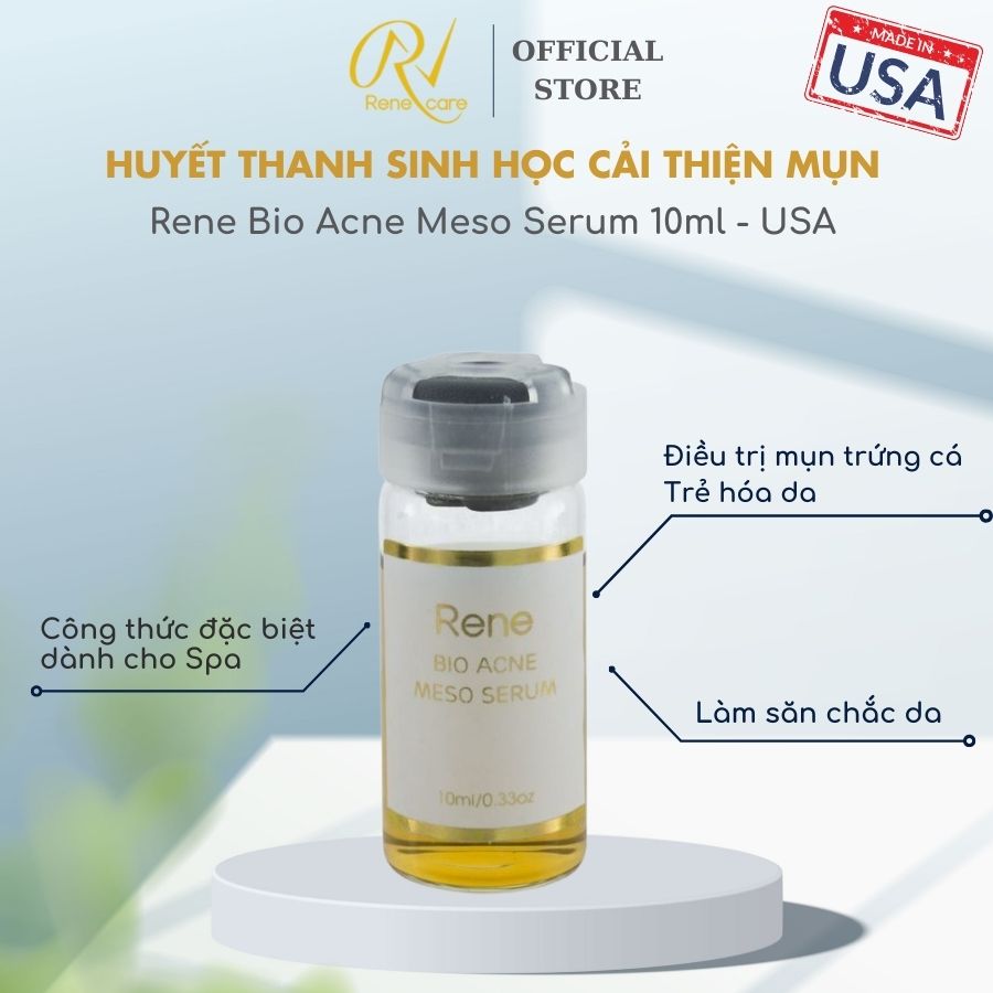 Huyết thanh sinh học cải thiện Mụn [Mụn trứng cá; Chiết xuất từ tế bào non tươi thực vật; Công thức đặc biệt dành cho Spa] Rene Bio Acne Meso Serum 10ml - USA