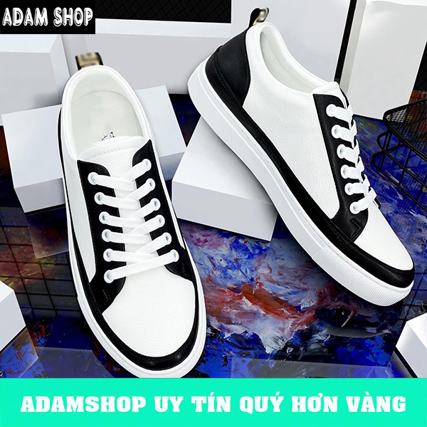Giày nam thể thao sneaker ADAM SHOP trắng đẹp bata cổ cao cho học sinh đi học đi làm cao cấp Mã TVD-1