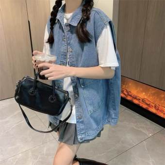 G0261-Áo Gile Jeans Nữ Dáng Hàn Freesize - Áo Khoác Bò Nữ Dáng Dài