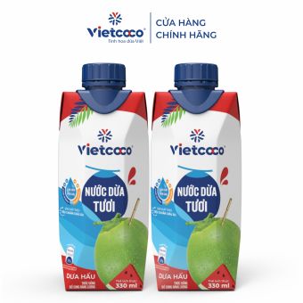 Combo 2 hộp nước dừa tươi dưa hấu Vietcoco - hộp 330ml