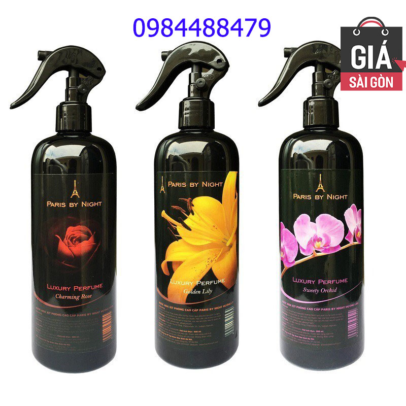 [HCM]Bộ 3 Chai xịt phòng tinh dầu Nước hoa cao cấp Paris by night 500ml GSG444