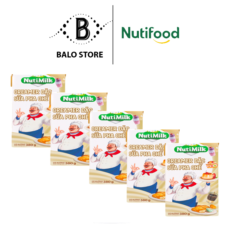 Combo 5 Creamer đặc Sữa pha chế có đường Nuti Hộp 380g CB5.SDX01LA - Thương Hiệu NUTIFOOD - BALO STORE