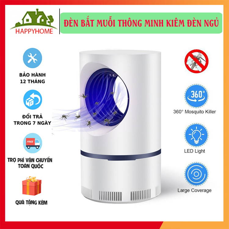 Đèn bắt muỗi điện quang thông minh - Máy bắt muỗi và diệt côn trùng quang điện tử tháp tròn DGS kiêm đèn ngủ - Diệt muỗi sinh học