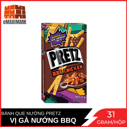 Bánh Que Nướng Giòn Glico PRETZ Vị Gà Nướng BBQ Hộp 31g Bánh que