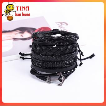 Combo 6 Vòng Tay Da Handmade Phong Cách E652