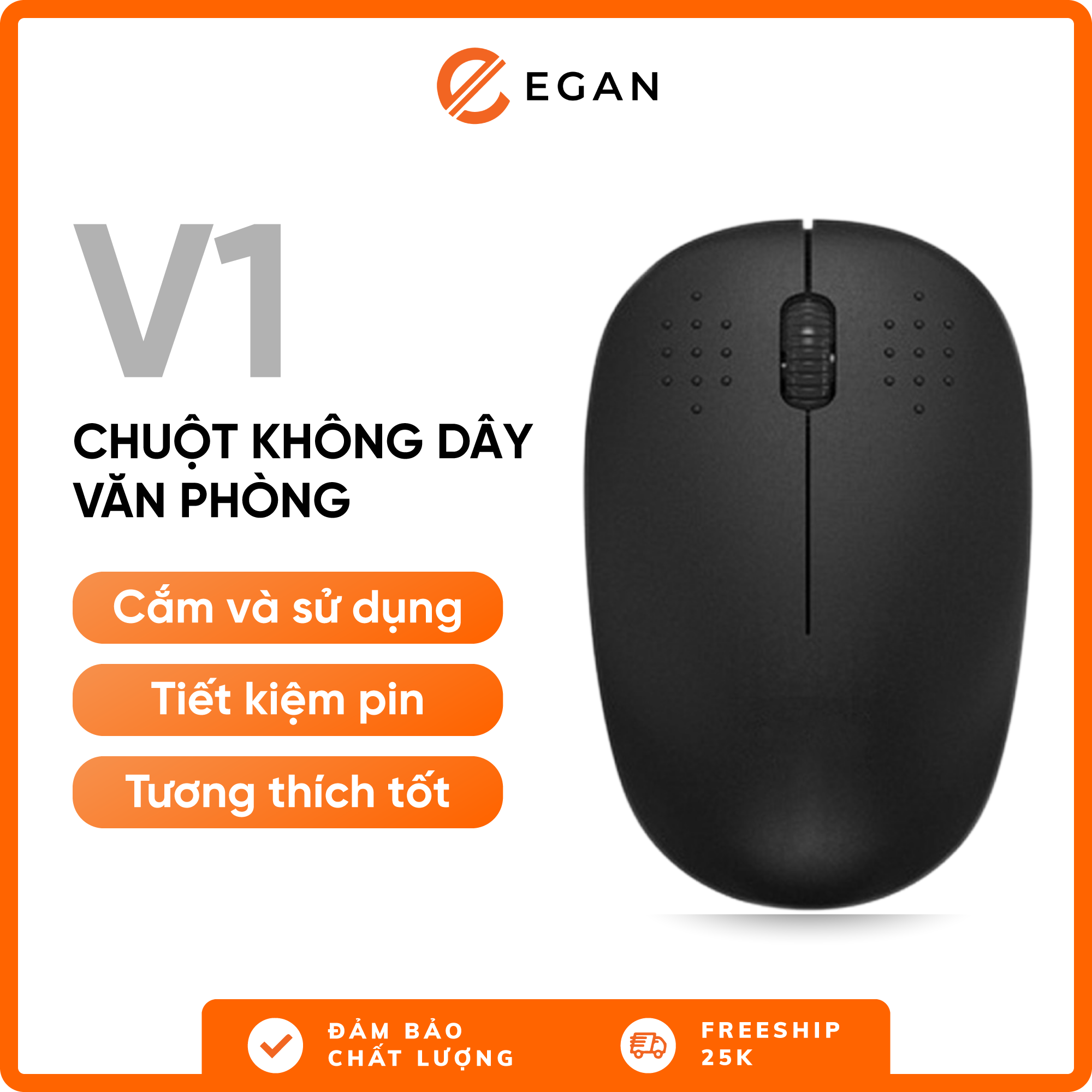 Chuột không dây laptop chuột máy tính không dây lót chuột gaming không dây V1 - Chuột tiết kiệm pin, USB 2,4 GHz, 1200DPI, thiết kế thuận hai tay, phù hợp cho PC/Laptop