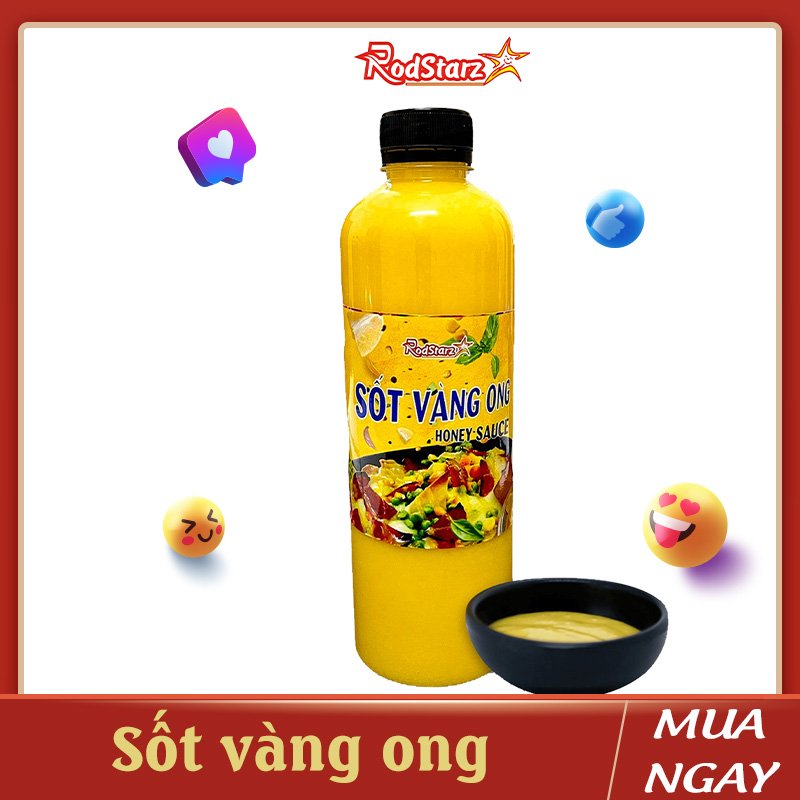 Sốt mù tạt Vàng Ong Rodstarz chai 500ml, trộn salad, chấm thịt nướng, chấm gà rán, phủ Khoai tây chiên, chấm đủ mọi loại món, NGỌT NGON, vị ngọt mật ong, hương nhẹ vị mù tạt quyến rũ, thơm ngất ngây