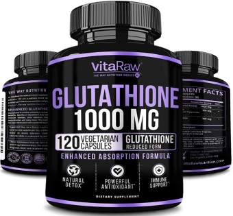 VitaRaw Glutathione 1000mg - Trắng sáng da, chống lão hóa, thanh lọc gan, hỗ trợ miễn dịch (SF55)