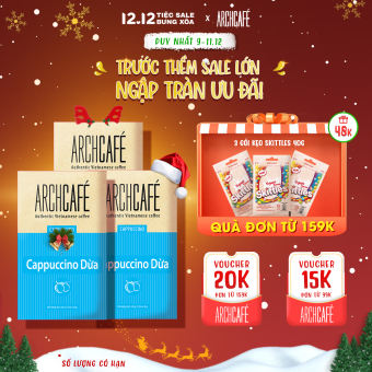 Combo 3 hộp Cappuccino Dừa - Cà phê hòa tan Archcafe (Hộp 12 gói x 20g)