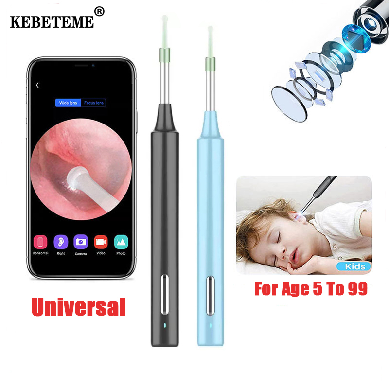 KEBETEME Wireless WiFi Otoscope LED Ear Endoscope Ear Magnifier Ear Wax Cleaning Removal Tool ราคา 406 บาท*ส่งฟรี