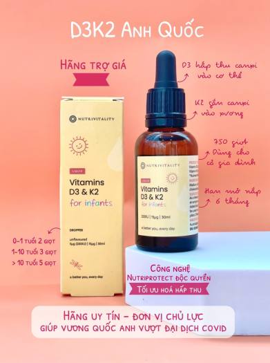 Vitamin D3 k2 mk7 của Anh quốc