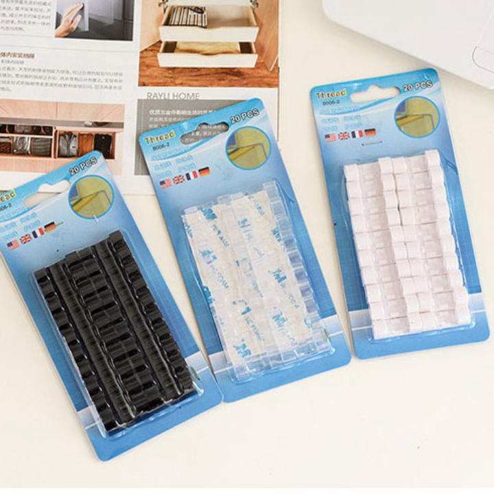 Vỉ 20 nút giữ dây điện dán tường chống rối, nẹp kẹp giữ cố định dây cáp sạc điện thoại gọn gàng