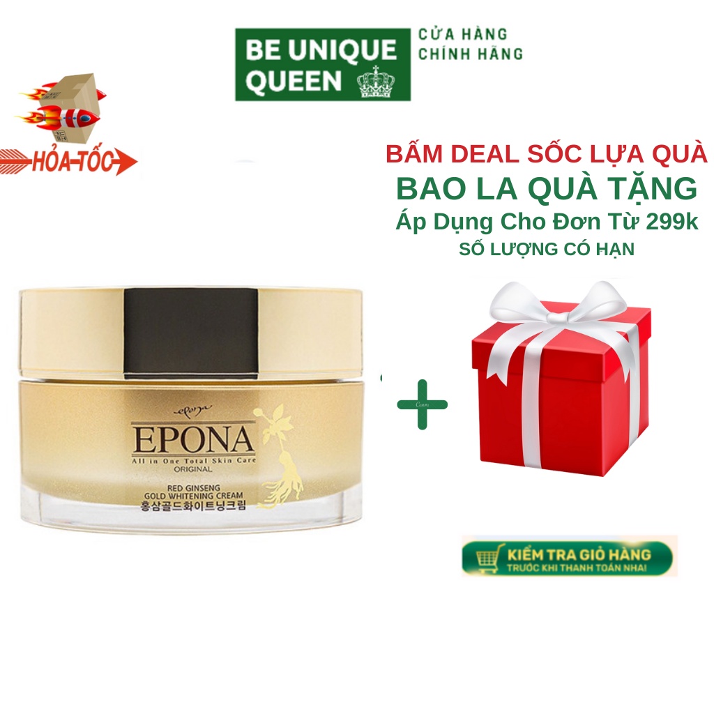 Kem Dưỡng Trắng Da Epona Hồng Sâm Ngàn Năm Làm Mờ Thâm Nám Và Nếp Nhăn Epona Original Red Ginseng Gold Whitening 50ml