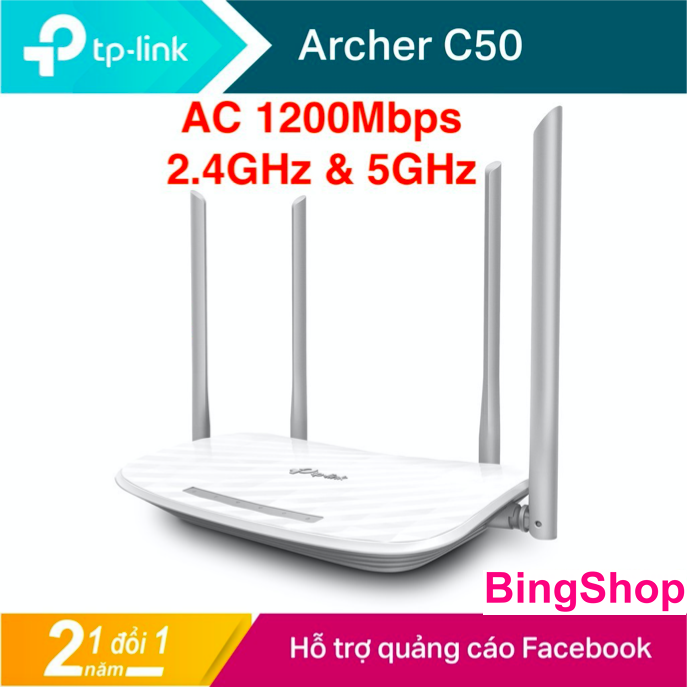 Bảo hành chính hãng 24 tháng - tp-link bộ phát wifi chuẩn ac 1200mbps archer c50