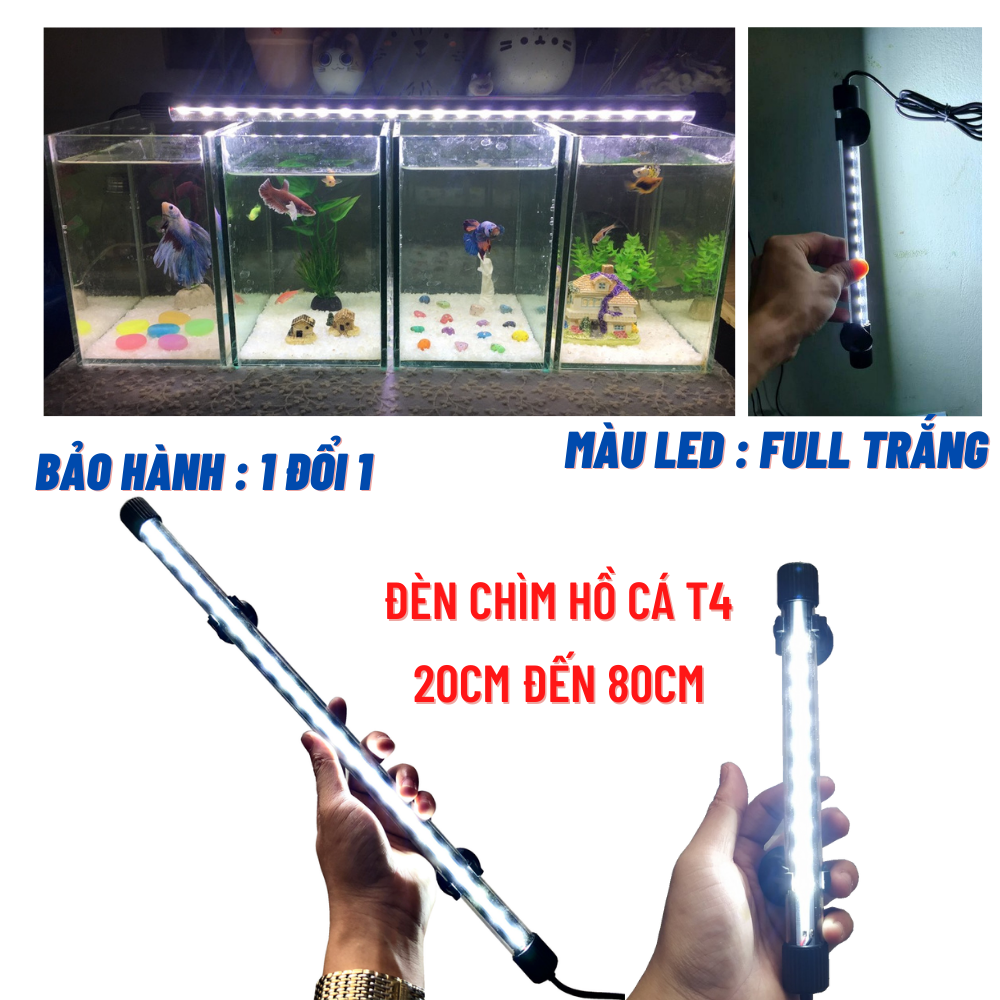Đèn bể cá 20cm - 80cm ĐÈN CHÌM ÁNH SÁNG TRẮNG có công tắt điều chỉnh bật tắt